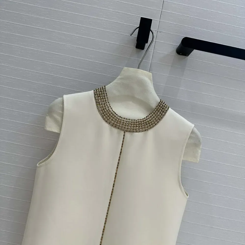 Dior Embroidered Top White Wool and Silk for Women