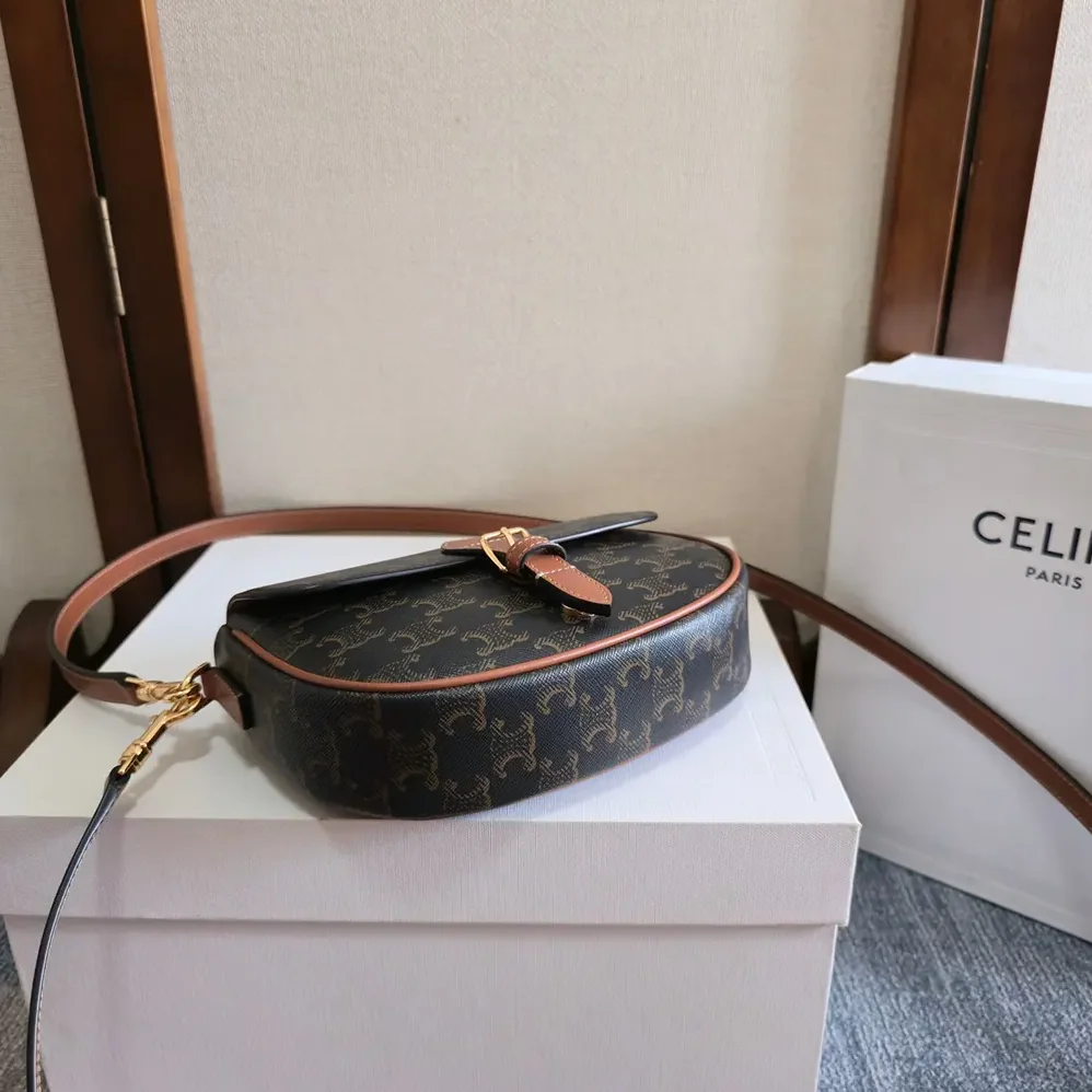 Celine Folco Shoulder Bag in Triomphe Canvas and Calfskin for Women Celine Folco Shoulder Bag in Triomphe Canvas and Calfskin for Women