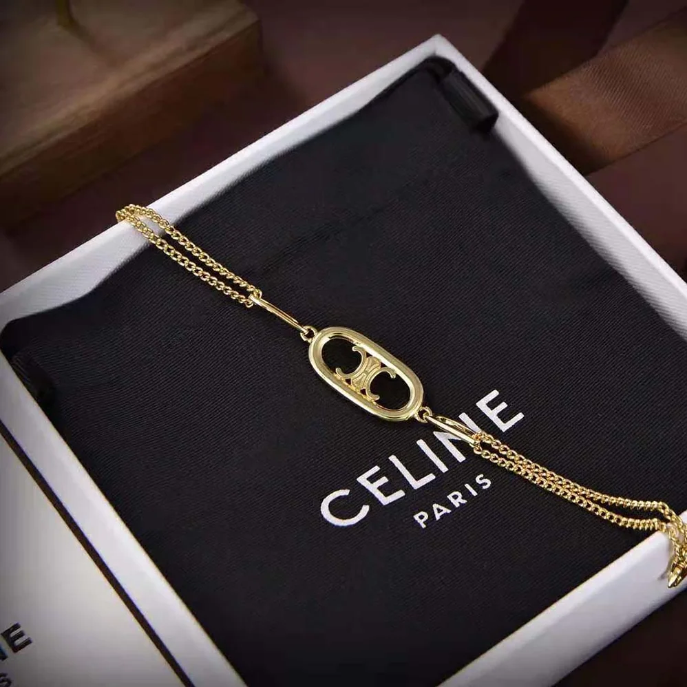 Celine Maillon Triomphe Bracelet in Brass with Gold Finish for Women Celine Maillon Triomphe Bracelet in Brass with Gold Finish for Women