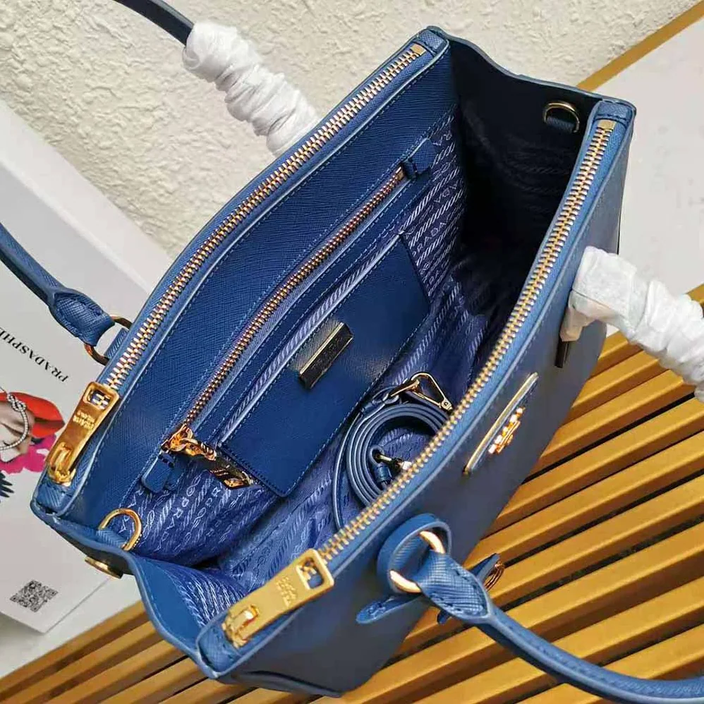 Prada Small Saffiano Leather Prada Galleria Bag for Women in Navy