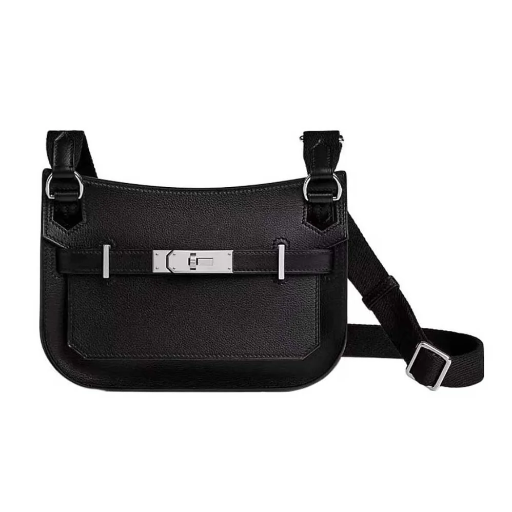 Hermes Jyspiere in Evercolor Leather for Women in Black/Silver Hermes Jyspiere in Evercolor Leather for Women in Black/Silver