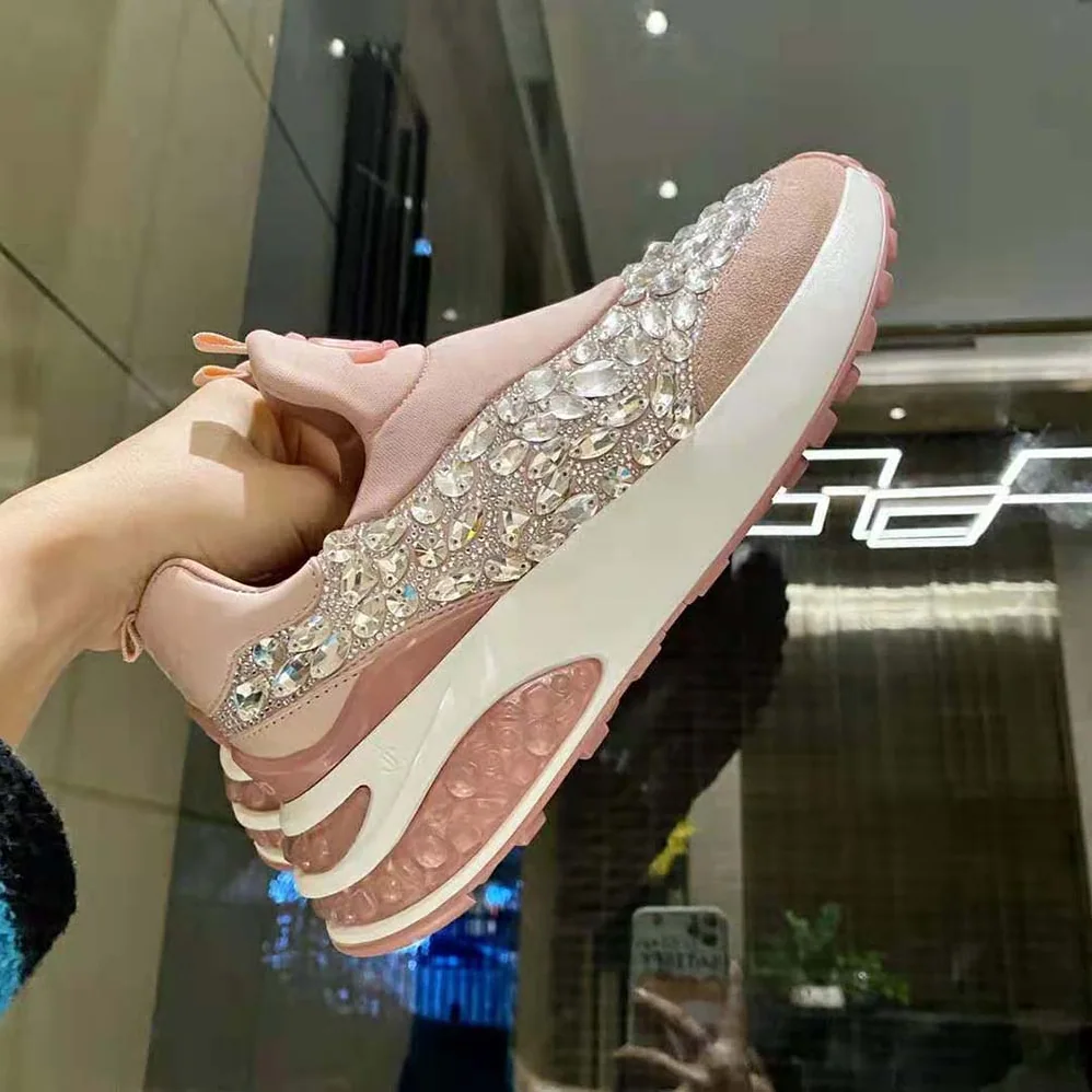 Jimmy Choo Memphis/F Ballet Pink Mix Neoprene and Leather Low Top Trainers for Women