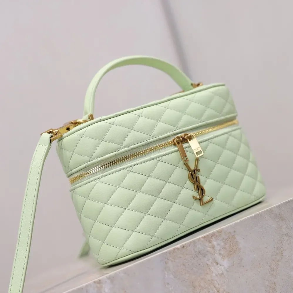 Saint Laurent YSL Gaby Vanity Bag In Lambskin for Women in Aqua Saint Laurent YSL Gaby Vanity Bag In Lambskin for Women in Aqua