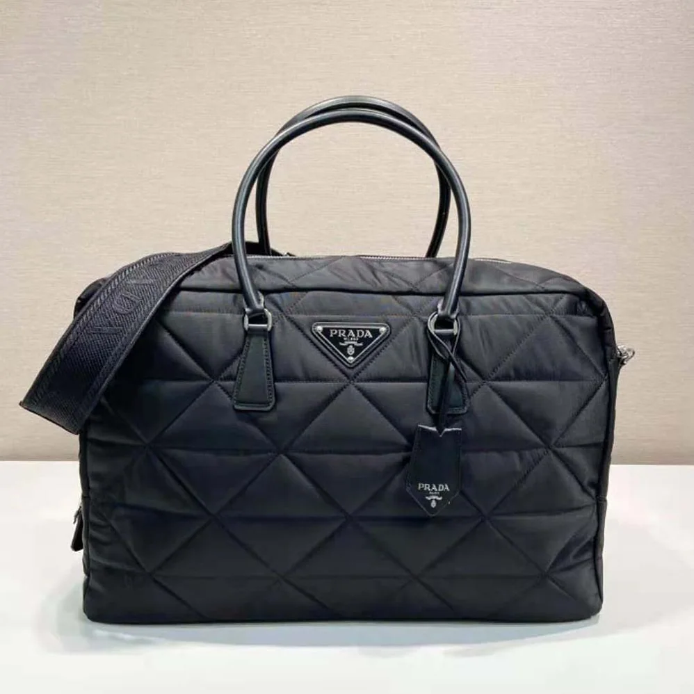 Prada Quilted Re-Nylon Travel Bag for Unisex in Black