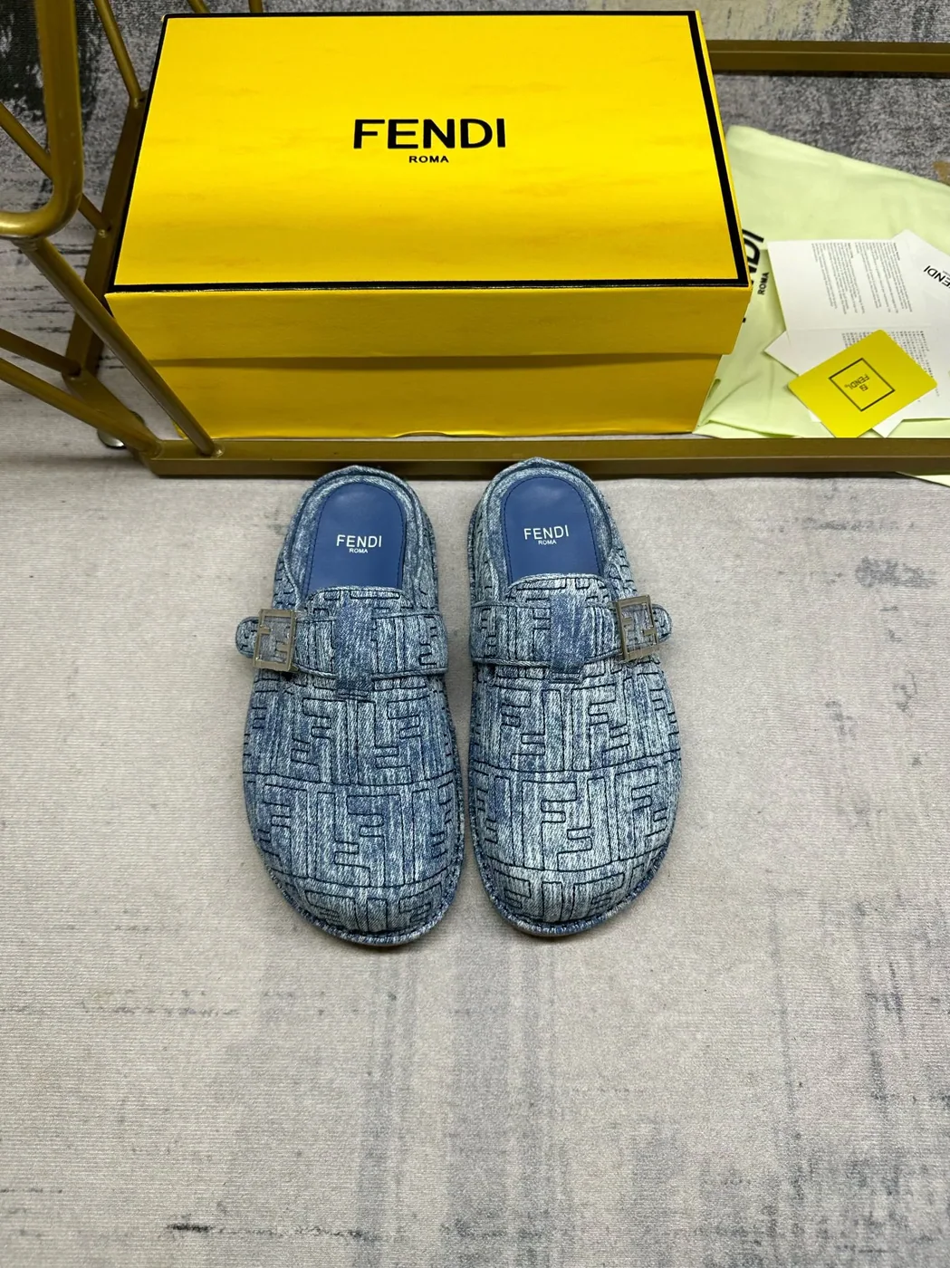 Fendi Feel Mules Blue