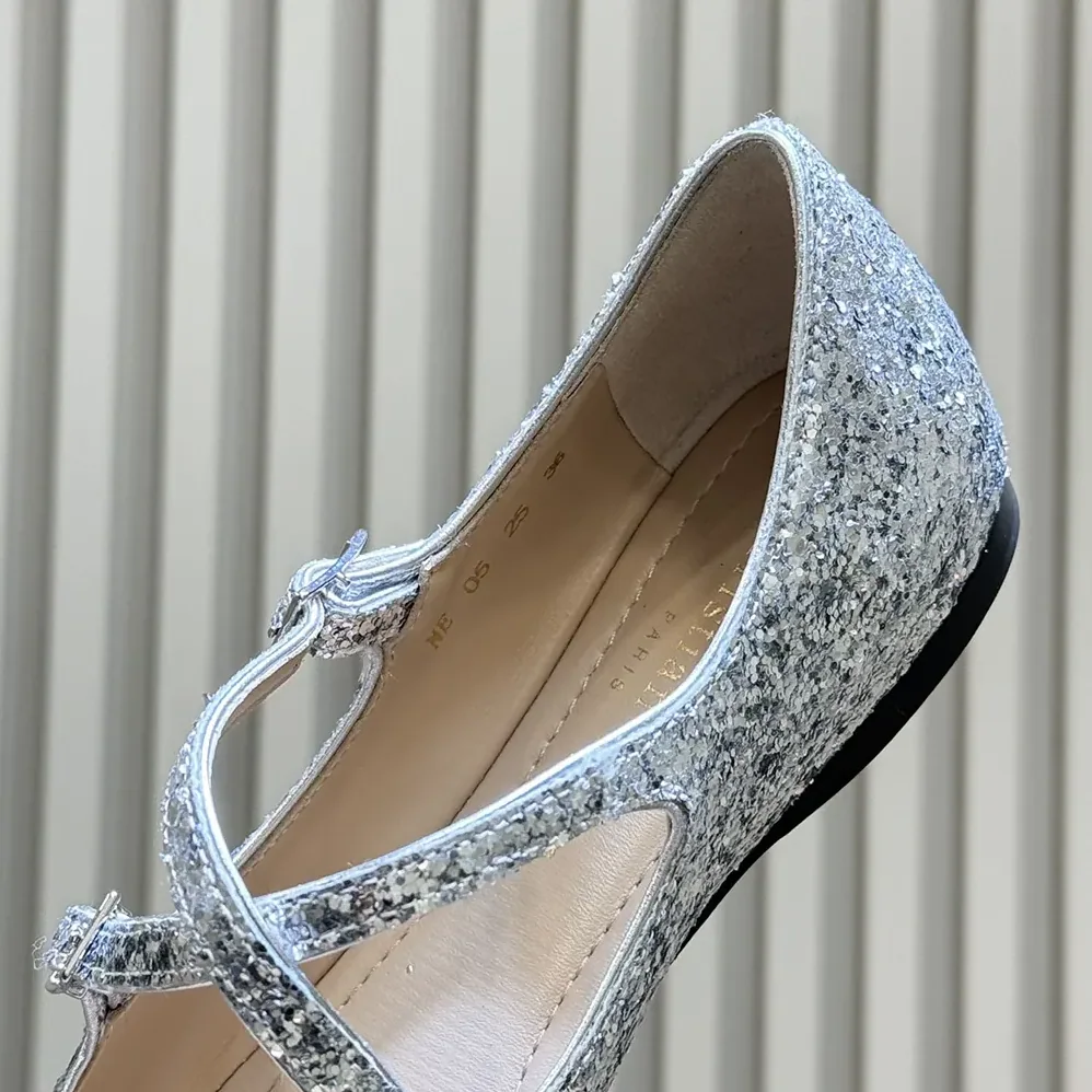 Dior Very Dior Ballet Flat Silver-Tone Laminated Lambskin and Glitter for Women Dior Very Dior Ballet Flat Silver-Tone Laminated Lambskin and Glitter for Women