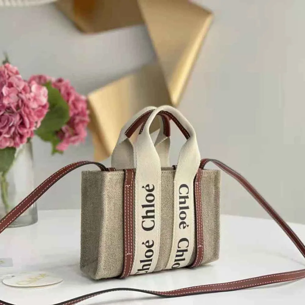 Chloe Mini Woody Tote Bag for Women in Brown