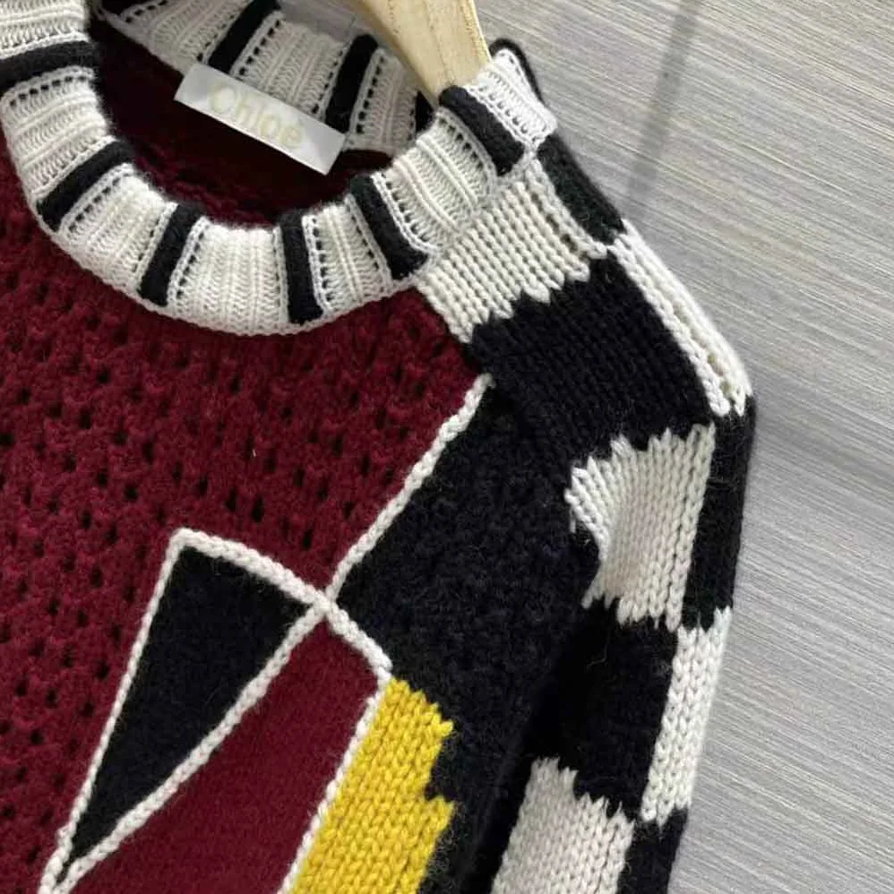 Chloe Graphic Knit Sweater for Women in Black