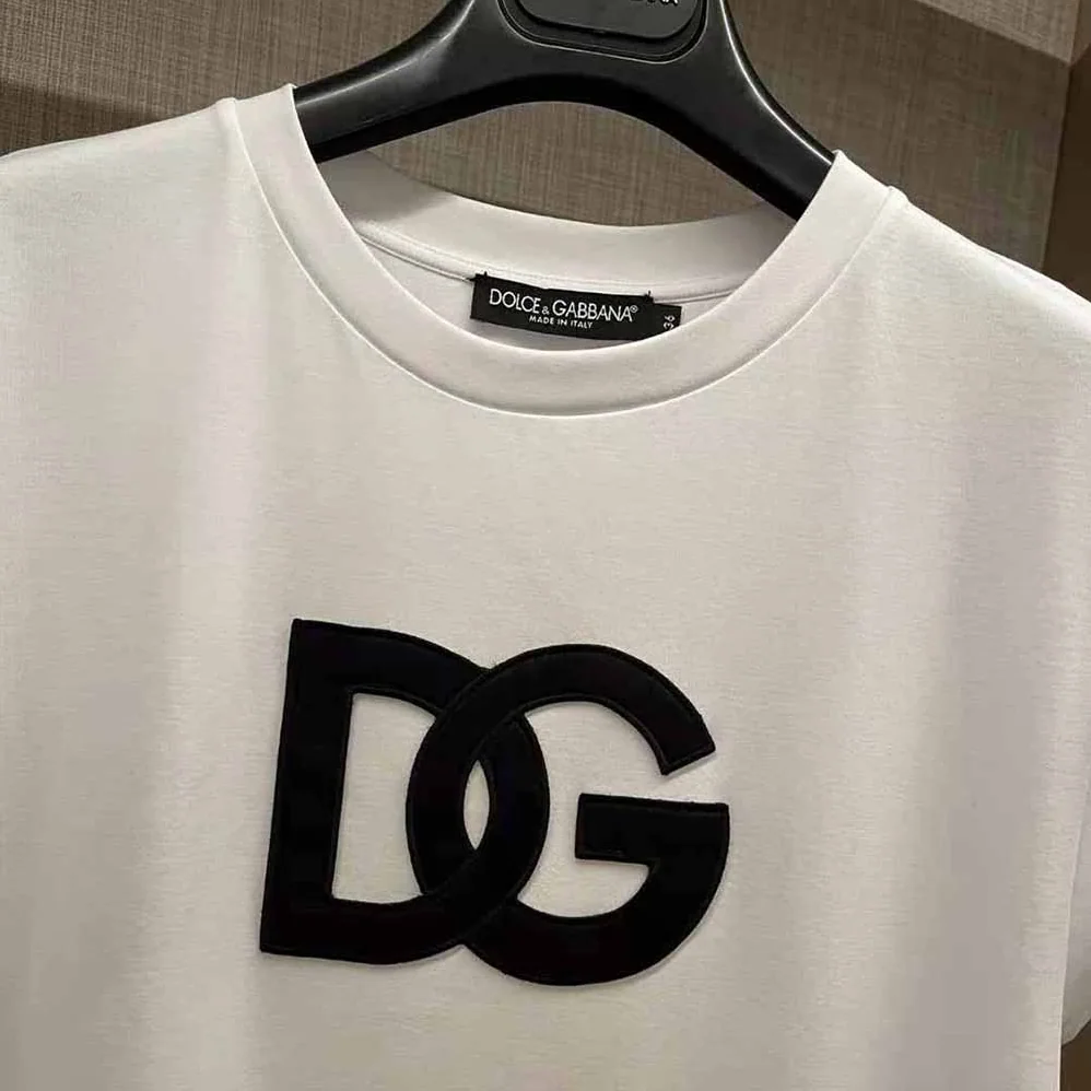 Dolce Gabbana D&G Lnterlock T-shirt with Satin DG Patch for Women