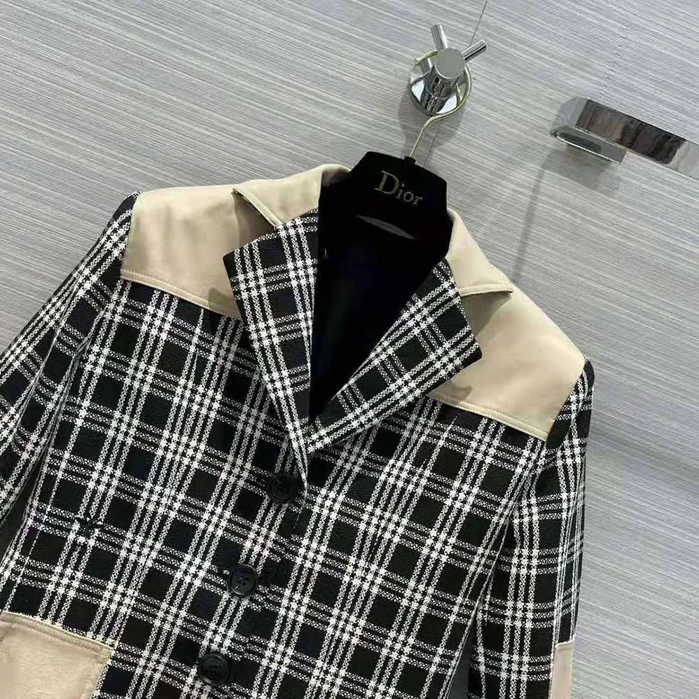 Dior 2-in-1 Jacket Black and White Check'n'Dior Wool for Women Dior 2-in-1 Jacket Black and White Check'n'Dior Wool for Women