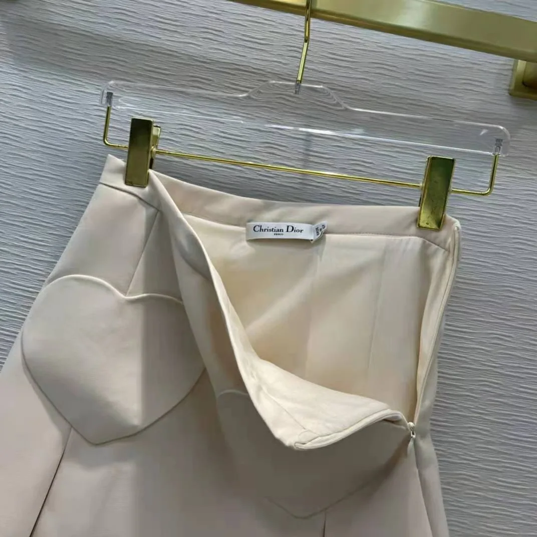 Dior Dioramour Miniskirt with Heart-Shaped Pockets Ecru Wool and Silk for Women