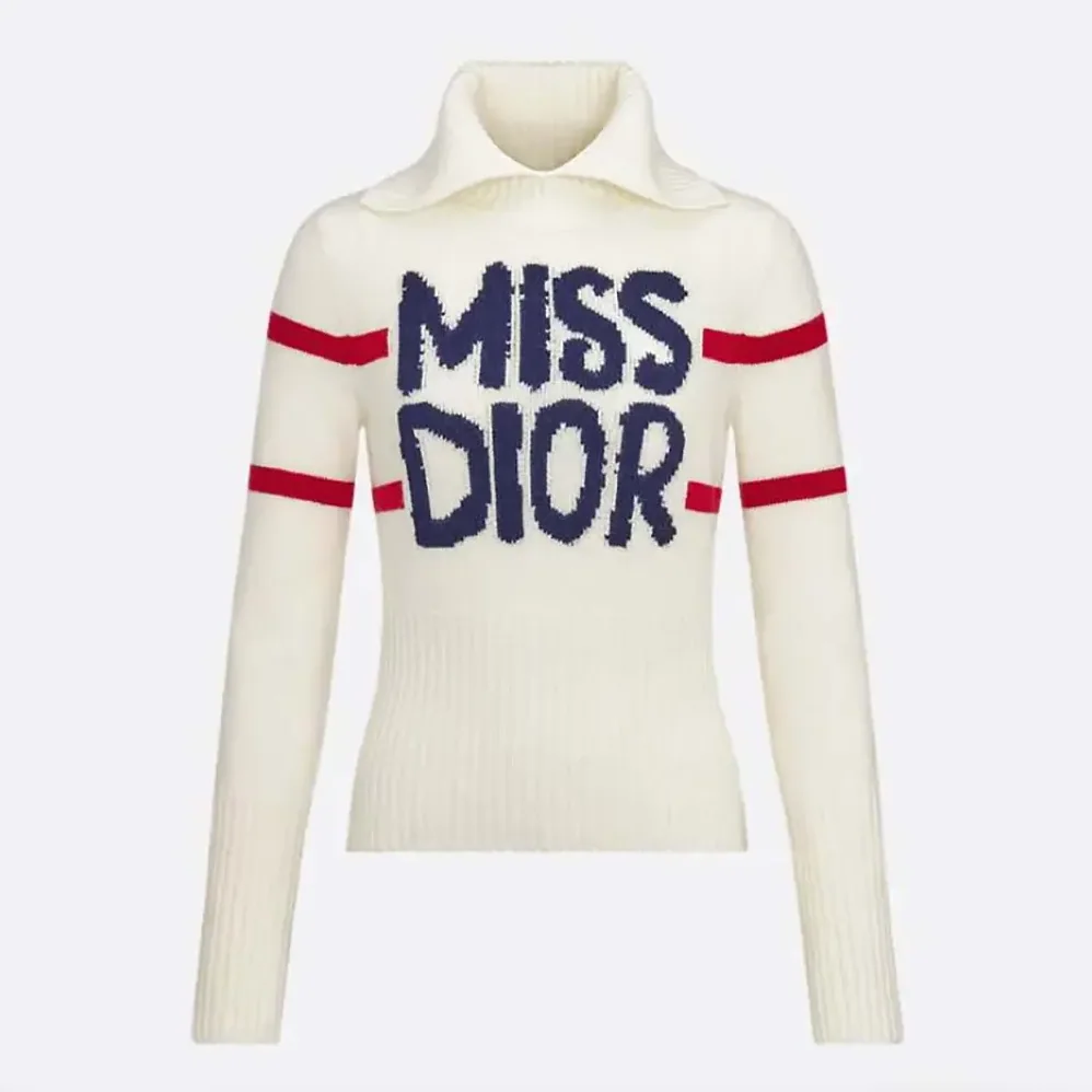 Dior DiorAlps Mock Neck Sweater White Virgin Wool and Cashmere Knit for Women Dior DiorAlps Mock Neck Sweater White Virgin Wool and Cashmere Knit for Women