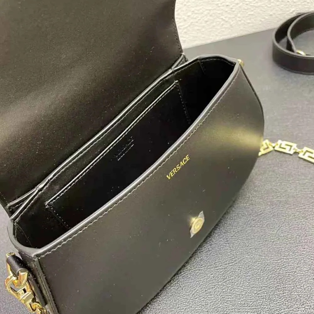 Versace Greca Goddess Shoulder Bag for Women in Black Versace Greca Goddess Shoulder Bag for Women in Black