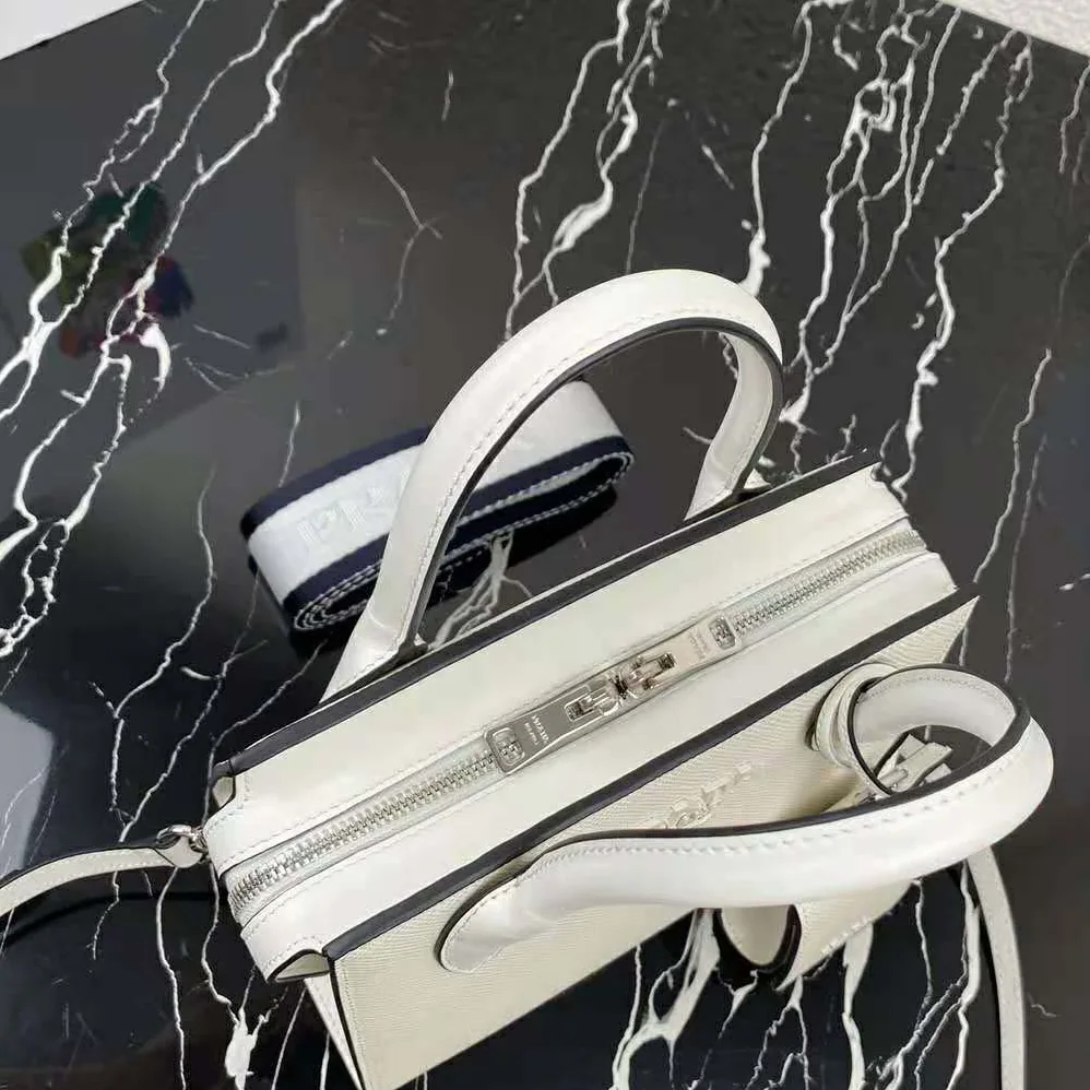Prada Saffiano Leather Prada Monochrome Bag for Women in White Prada Saffiano Leather Prada Monochrome Bag for Women in White