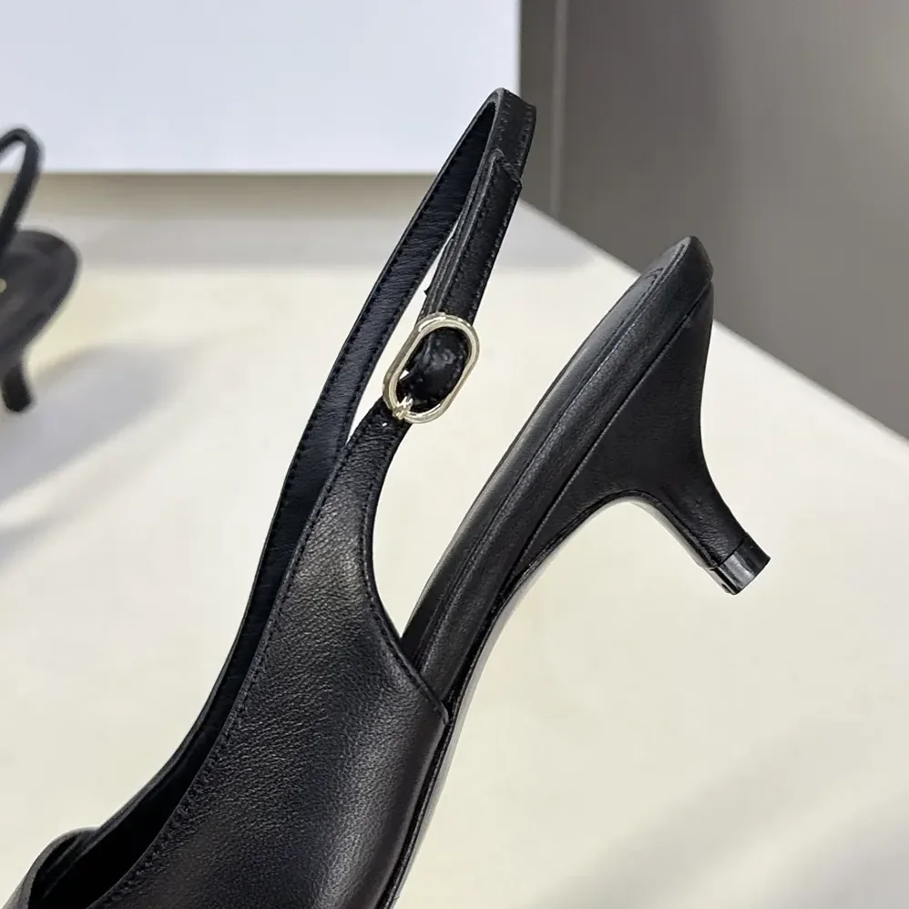 Celine Signature-Slingback With Label In Lambskin for Women in Black Celine Signature-Slingback With Label In Lambskin for Women in Black