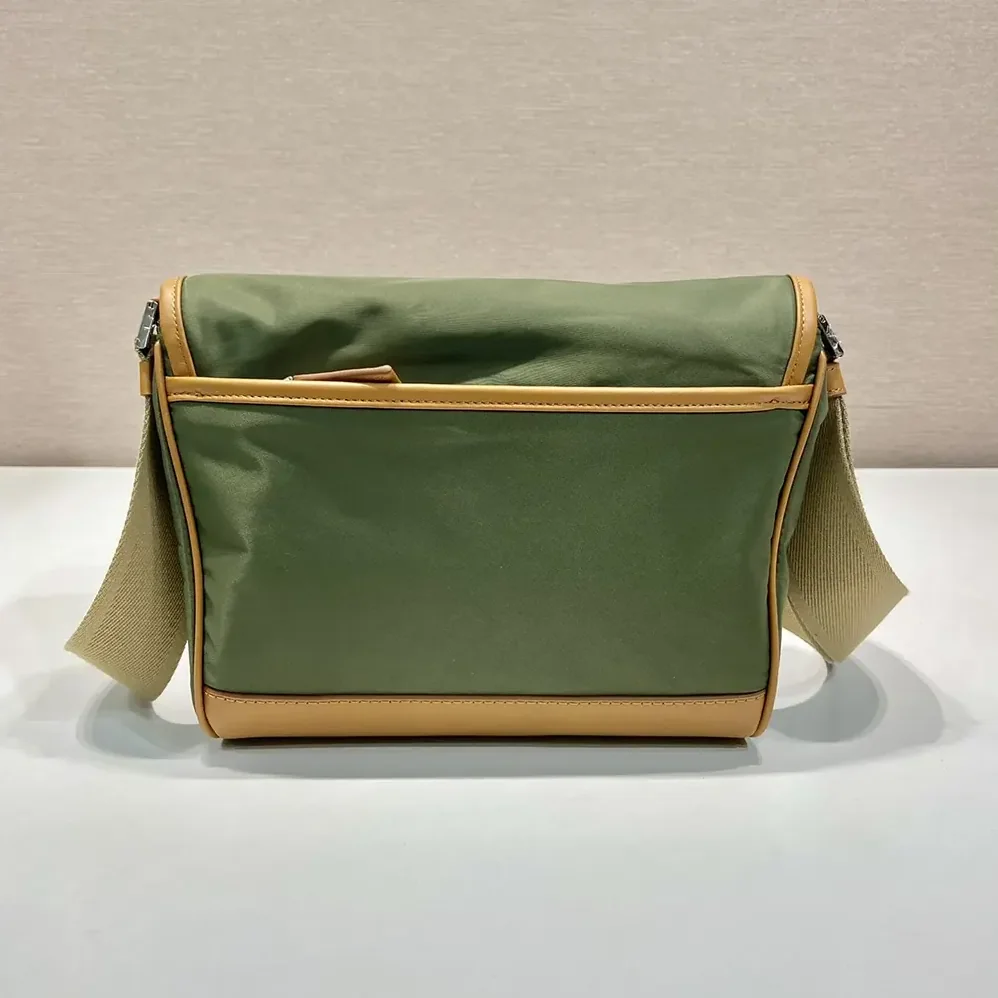 Prada Re-Nylon and Leather Shoulder Bag for Men in Dark Green