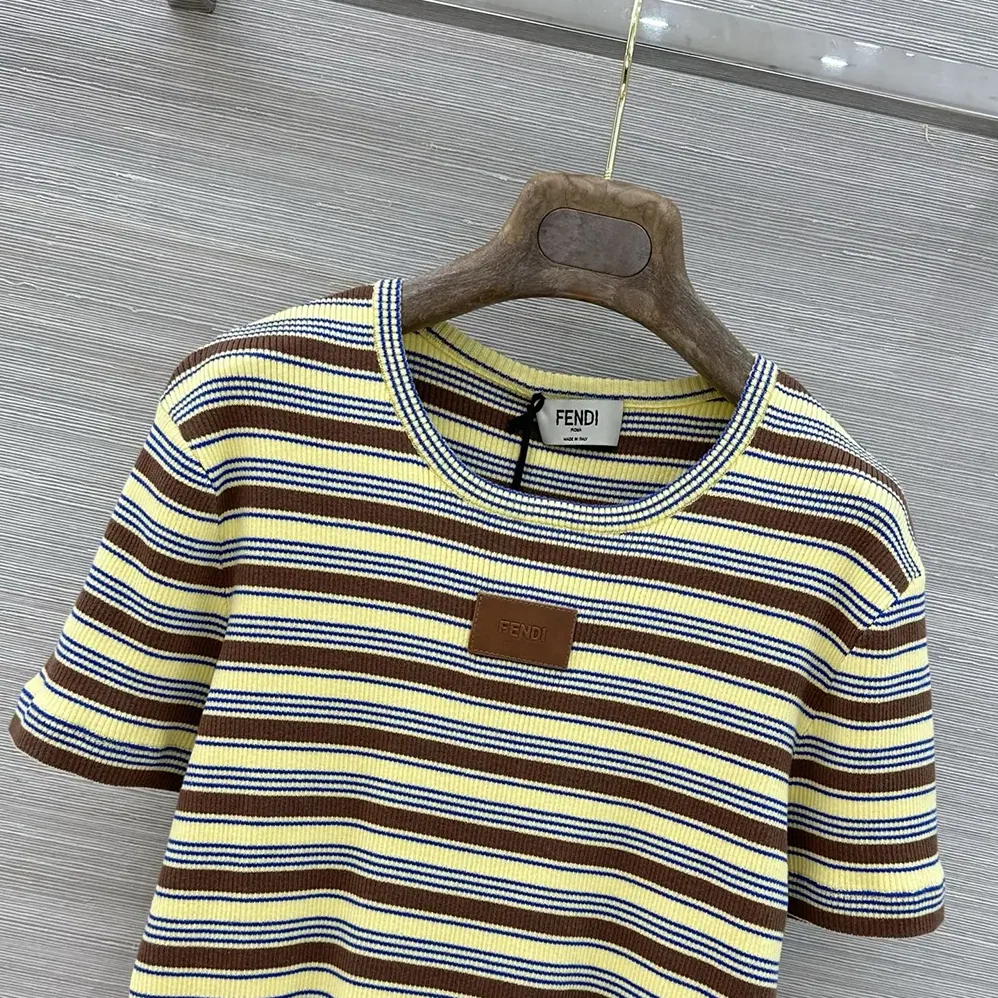 Fendi Top Multicolor Striped Cotton Jumper for Women