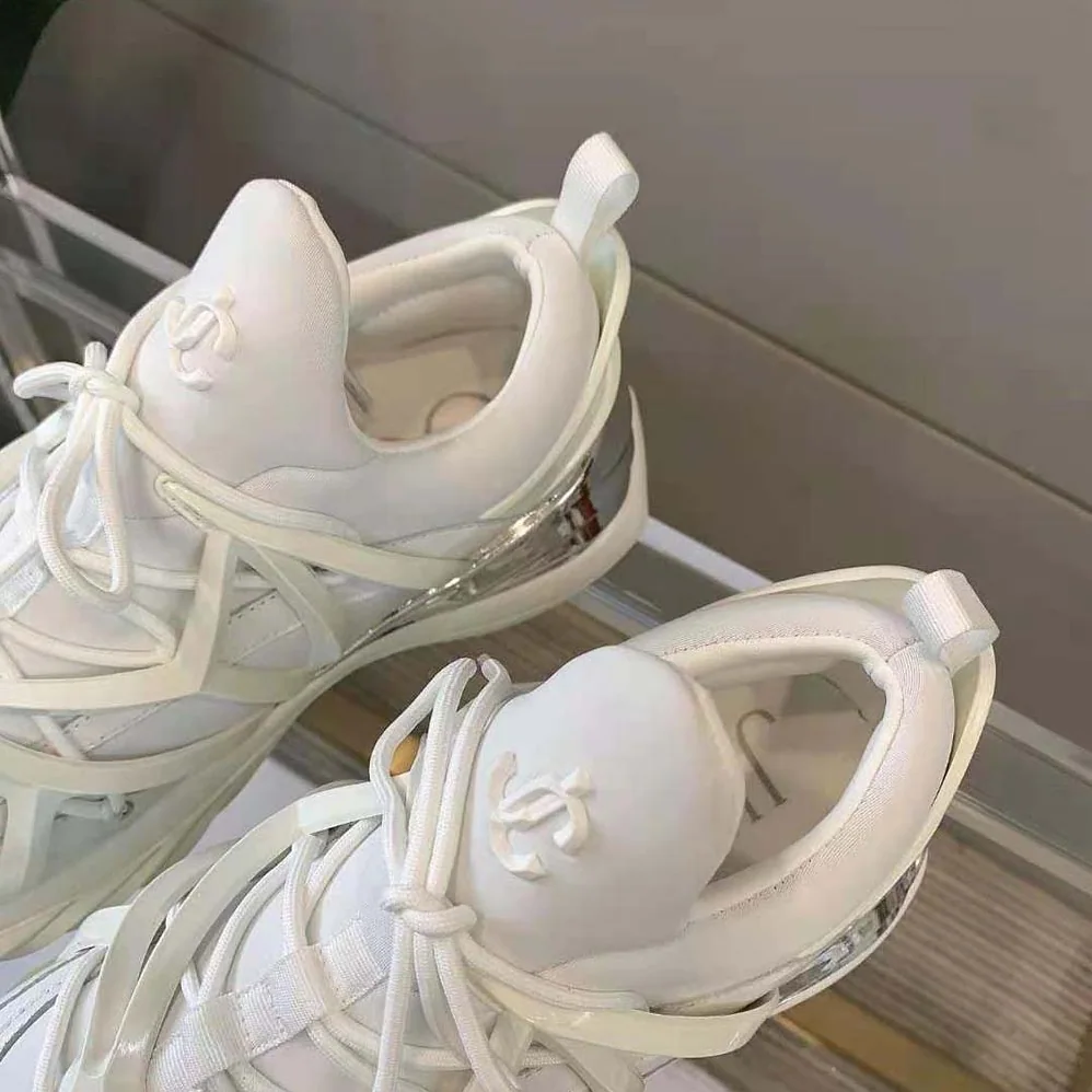 Jimmy Choo Cosmos/F White and Silver Leather and Neoprene Low for Women in Top Trainers Jimmy Choo Cosmos/F White and Silver Leather and Neoprene Low for Women in Top Trainers