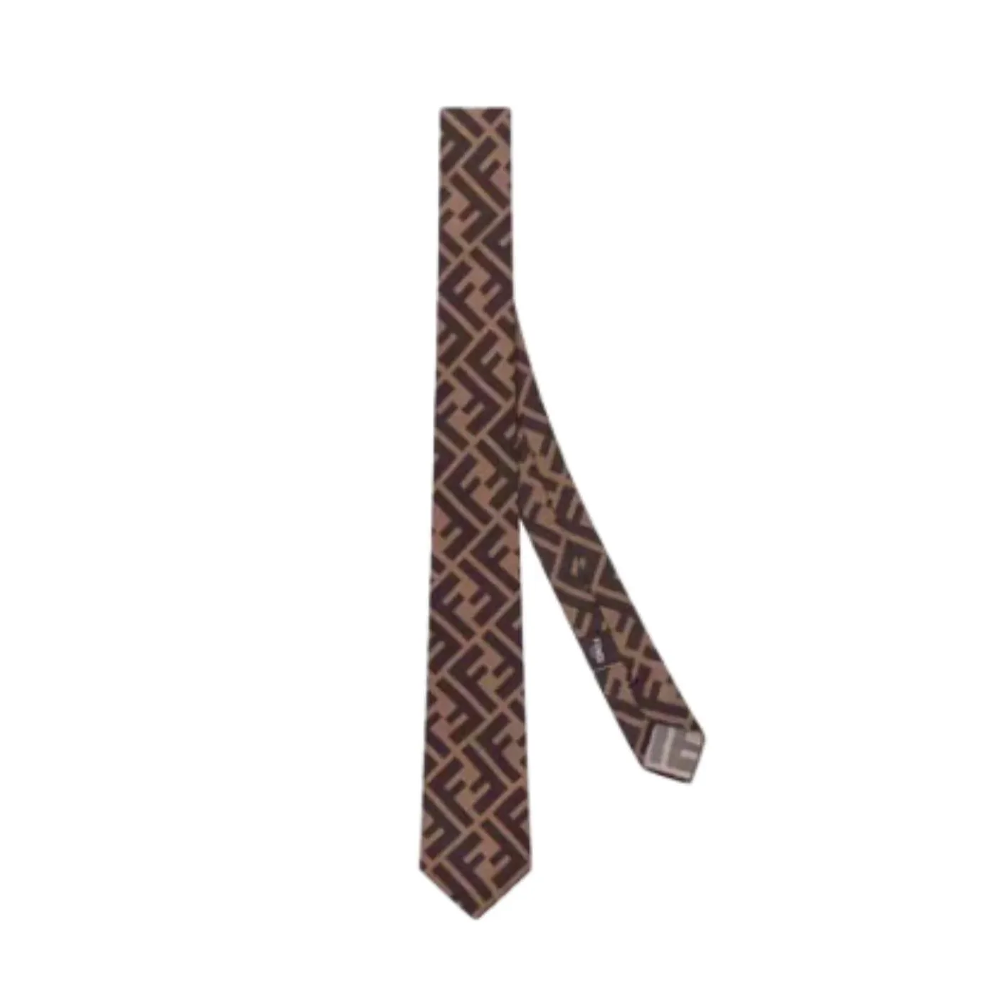 Fendi FF Logo Silk Tie in Navy and Beige Fendi FF Logo Silk Tie in Navy and Beige