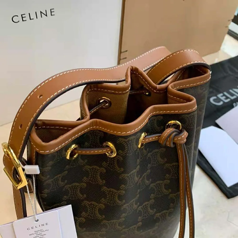 Celine Small Drawstring Bag in Triomphe Canvas for Women Celine Small Drawstring Bag in Triomphe Canvas for Women