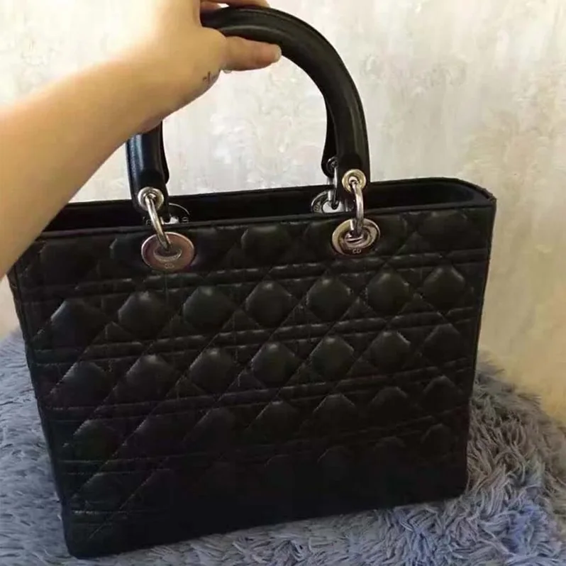 Dior Large Lady Dior Bag in Black Lambskin