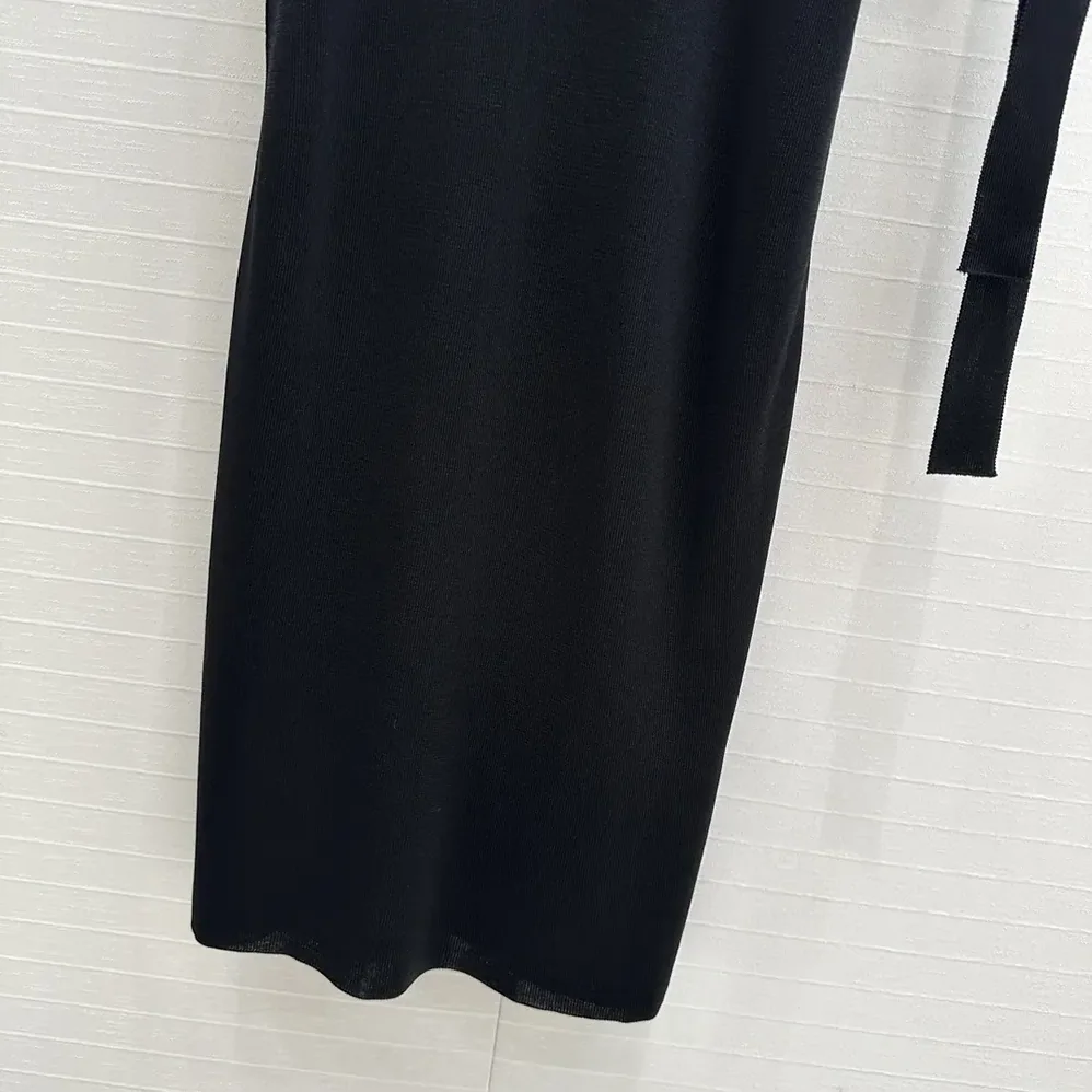 Dior Embroidered Tunic Black Silk Ribbed Knit for Women Dior Embroidered Tunic Black Silk Ribbed Knit for Women