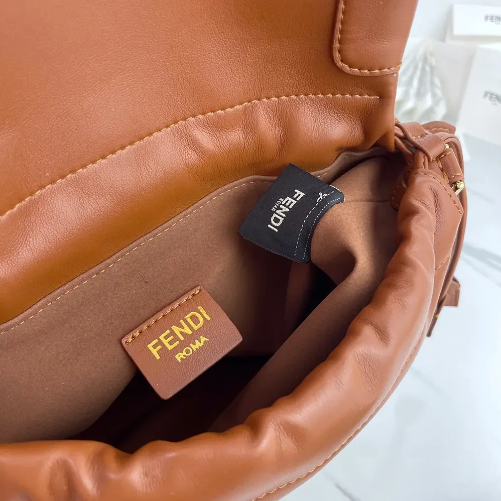 Fendi Mamma Baguette Medium Sienna Brown Nappa Leather Bag for Women