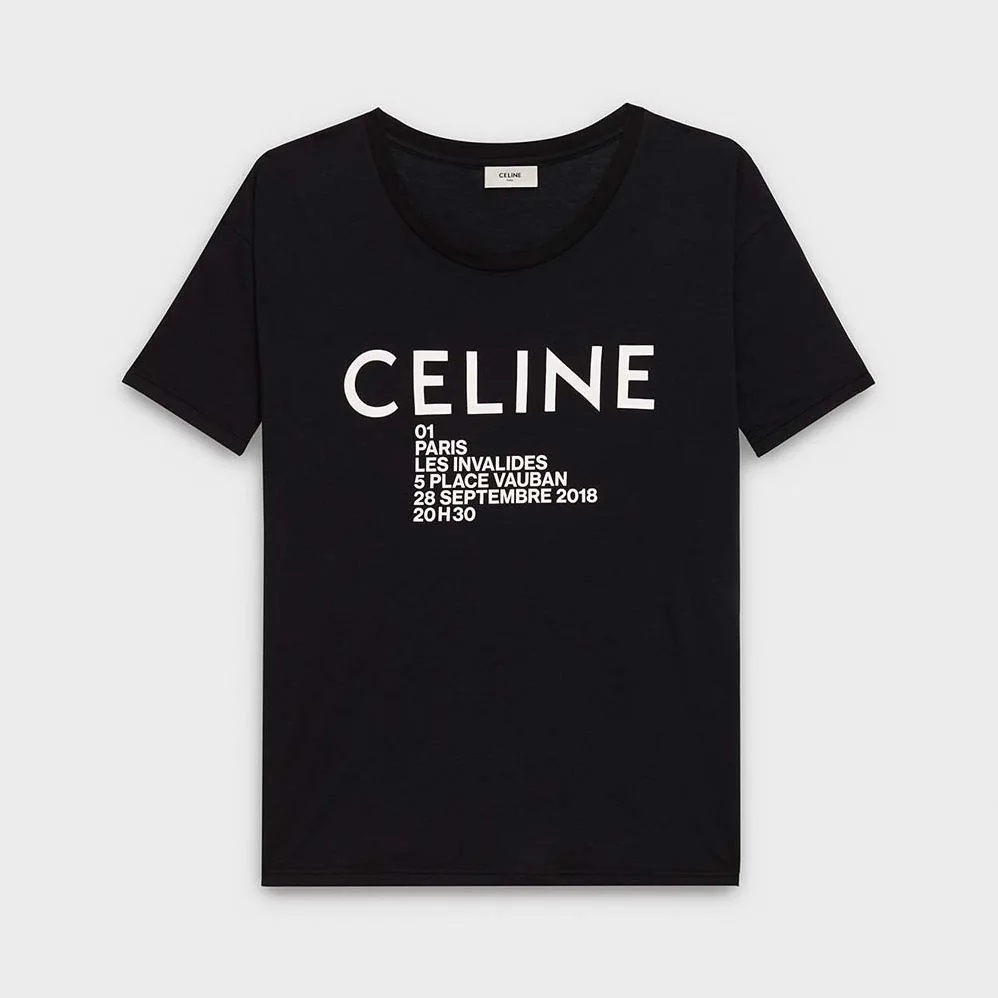 Celine Crew Neck Classic T-Shirt Celine Printed Jersey for Women in Black Celine Crew Neck Classic T-Shirt Celine Printed Jersey for Women in Black