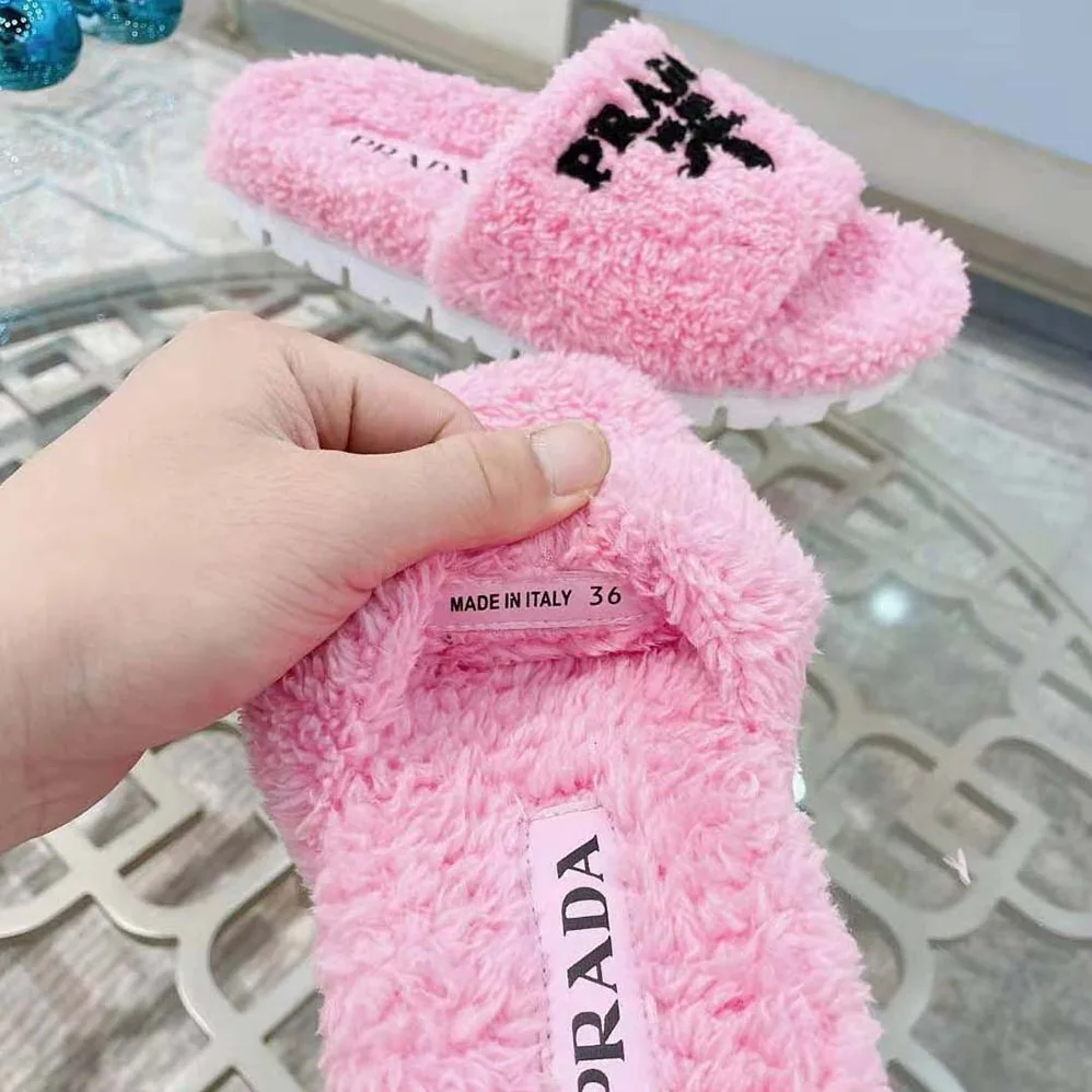 Prada Terry Cloth Slides for Women in Pink