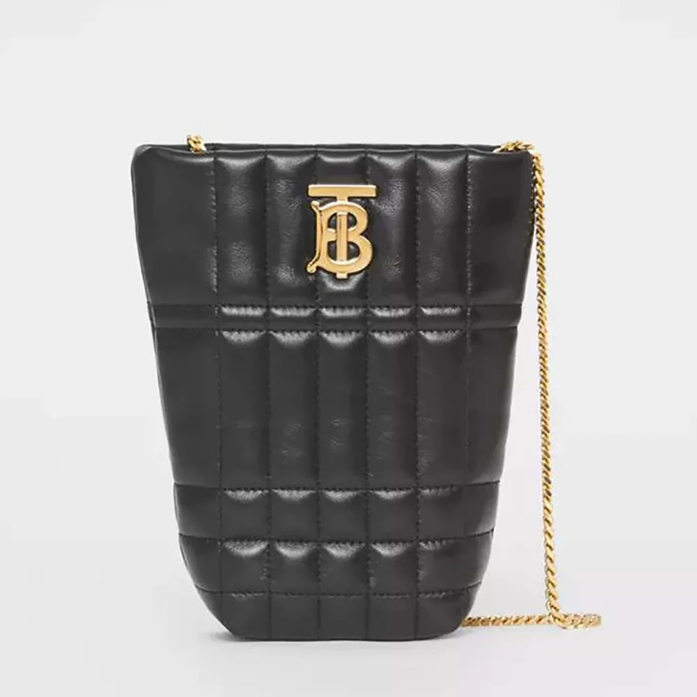 Burberry Micro Quilted Lambskin Lola Bucket Bag for Women in Black