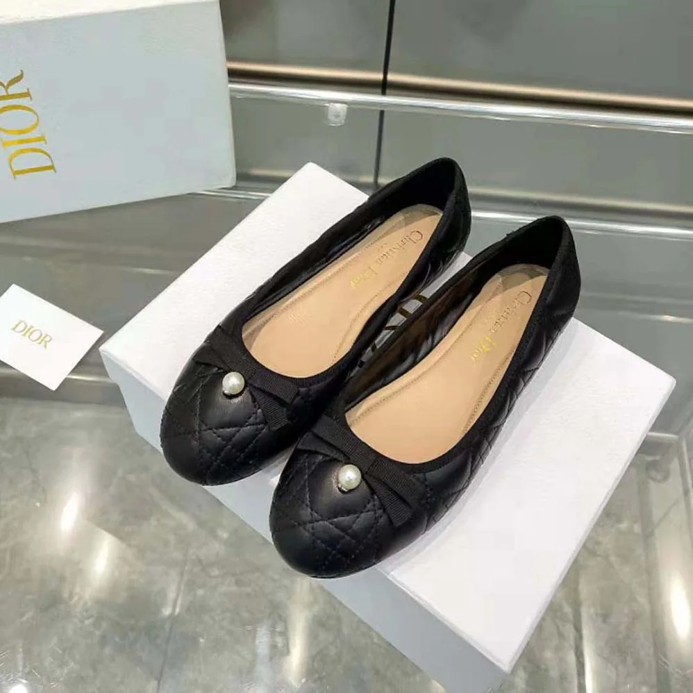Dior Ballet Flat Quilted Cannage Calfskin for Women in Black Dior Ballet Flat Quilted Cannage Calfskin for Women in Black
