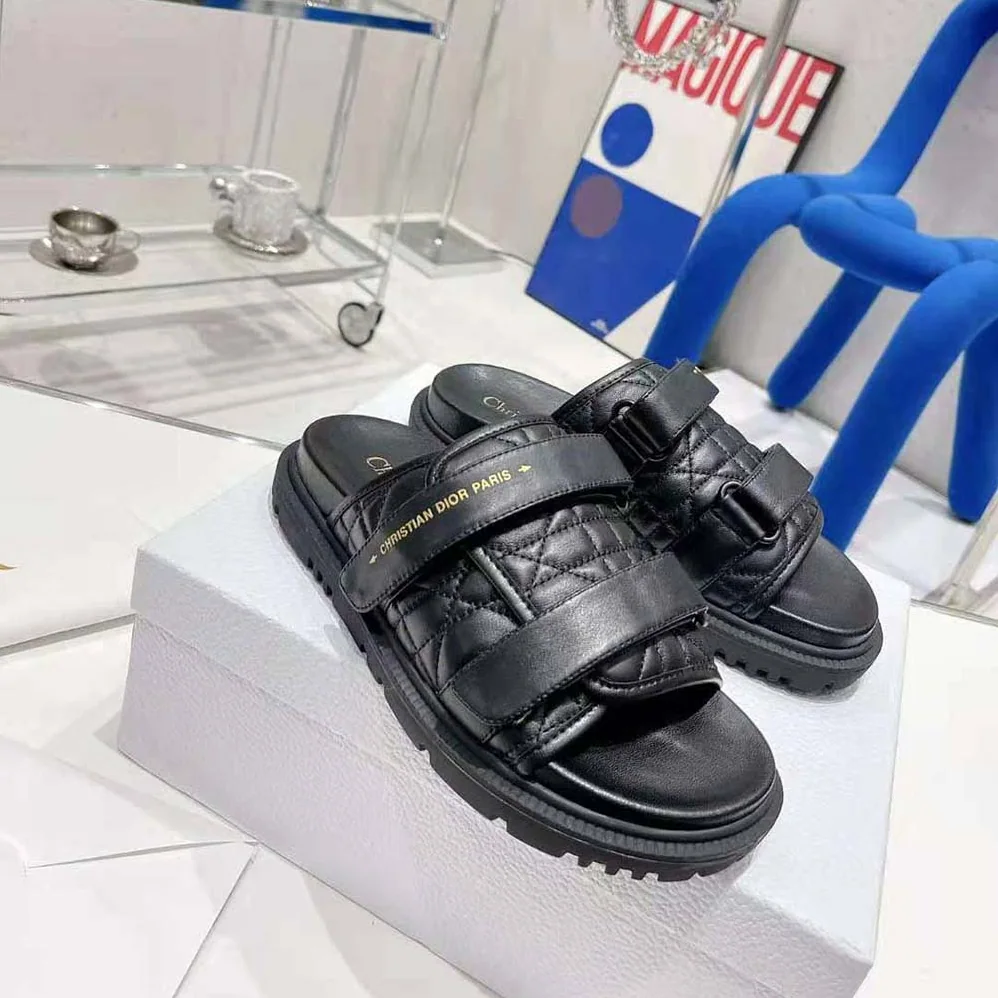 Dior Dio(r)evolution Slide Black Quilted Cannage Calfskin for Women