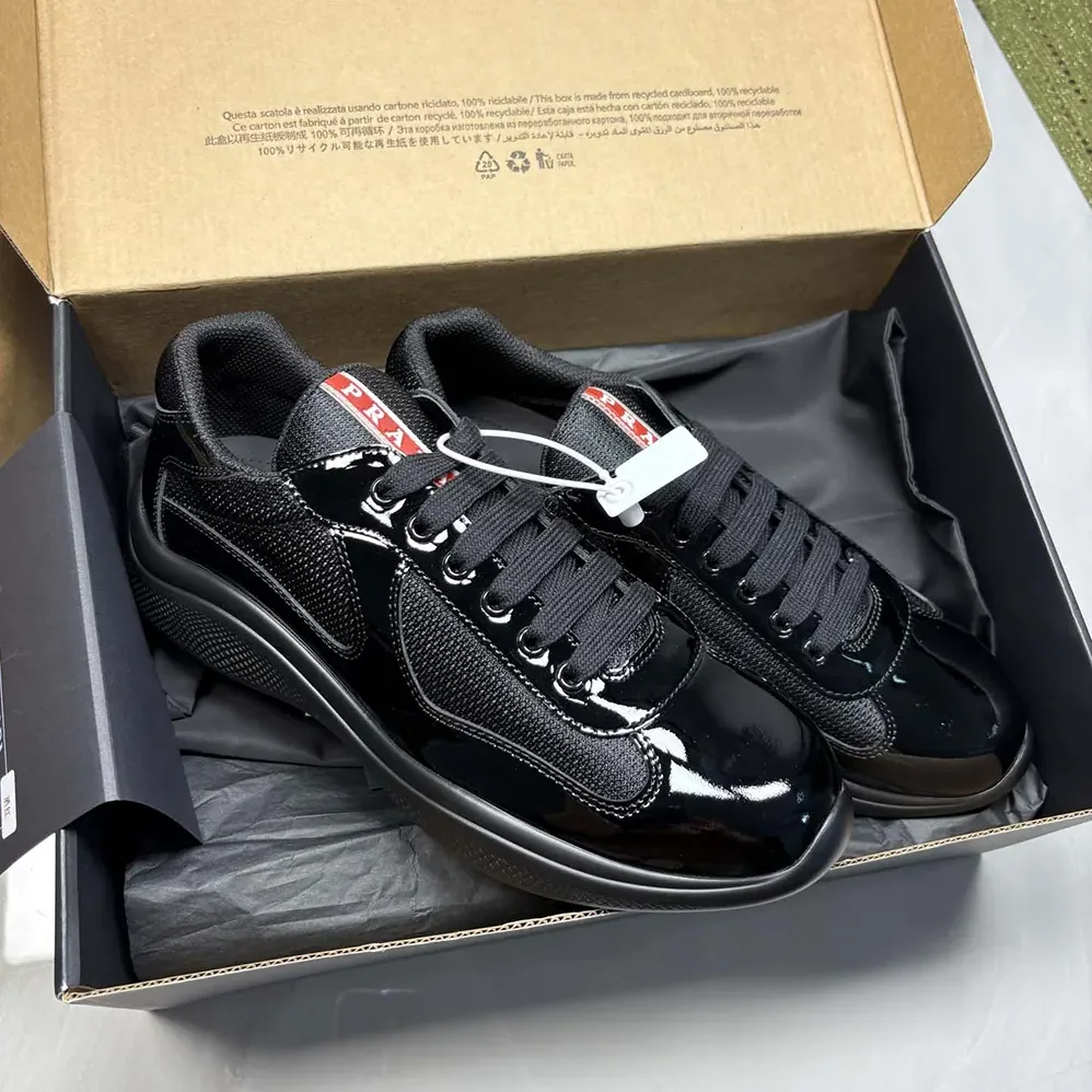 Prada Patent Leather and Technical Fabric Prada America's Cup Sneakers for Unisex in Black Prada Patent Leather and Technical Fabric Prada America's Cup Sneakers for Unisex in Black