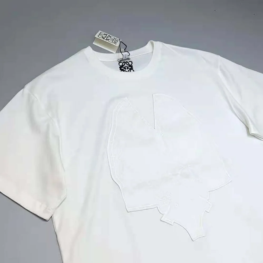 Loewe Elephant Embroidered T-Shirt in Cotton for Women in White