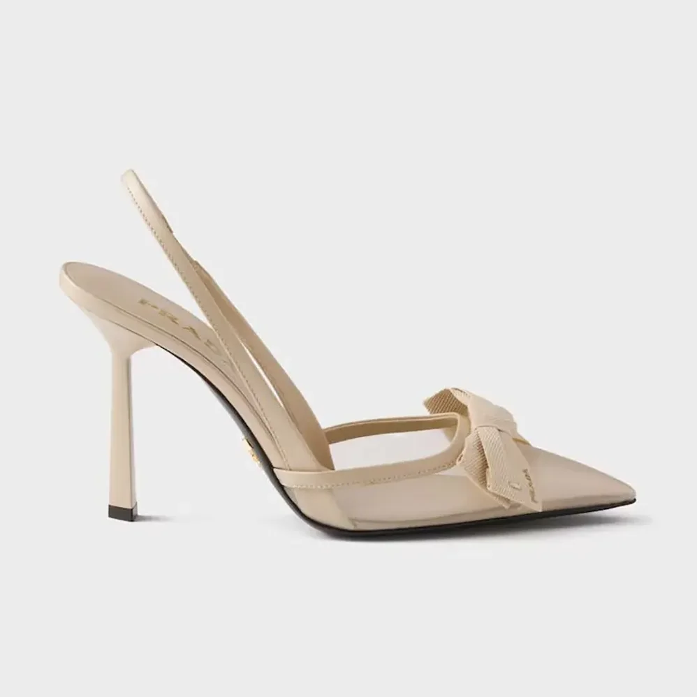 Prada Mesh Fabric Slingback Pumps for Women in Sandy
