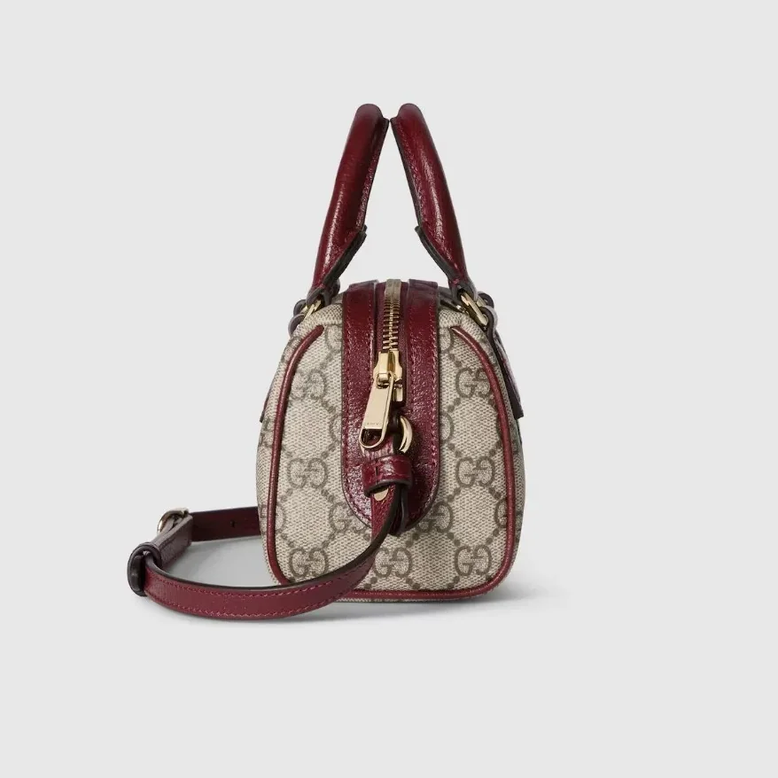 Gucci Ophidia Boston Mini Top Handle Bag in Beige/ Brown Gold Hardware Gucci Ophidia Boston Mini Top Handle Bag in Beige/ Brown Gold Hardware