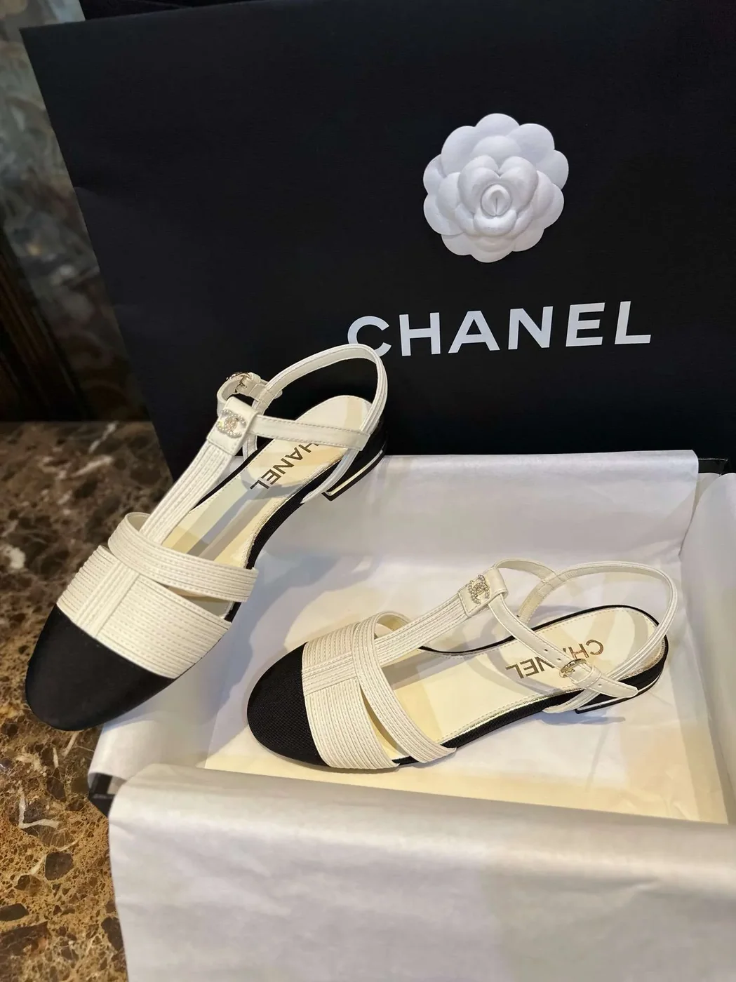 Chanel Braided Flat Sandals White Chanel Braided Flat Sandals White