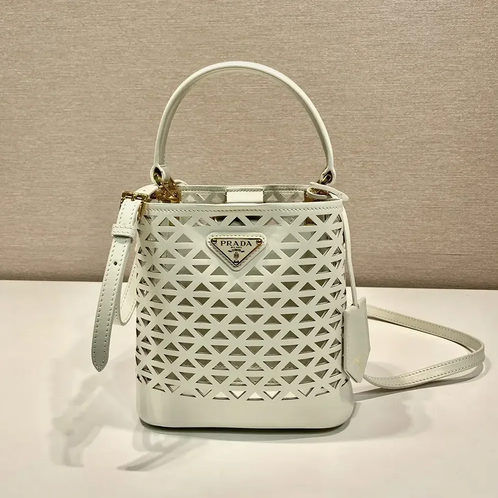 Prada Panier Leather Mini-bag with Cut-out Motif for Women in White