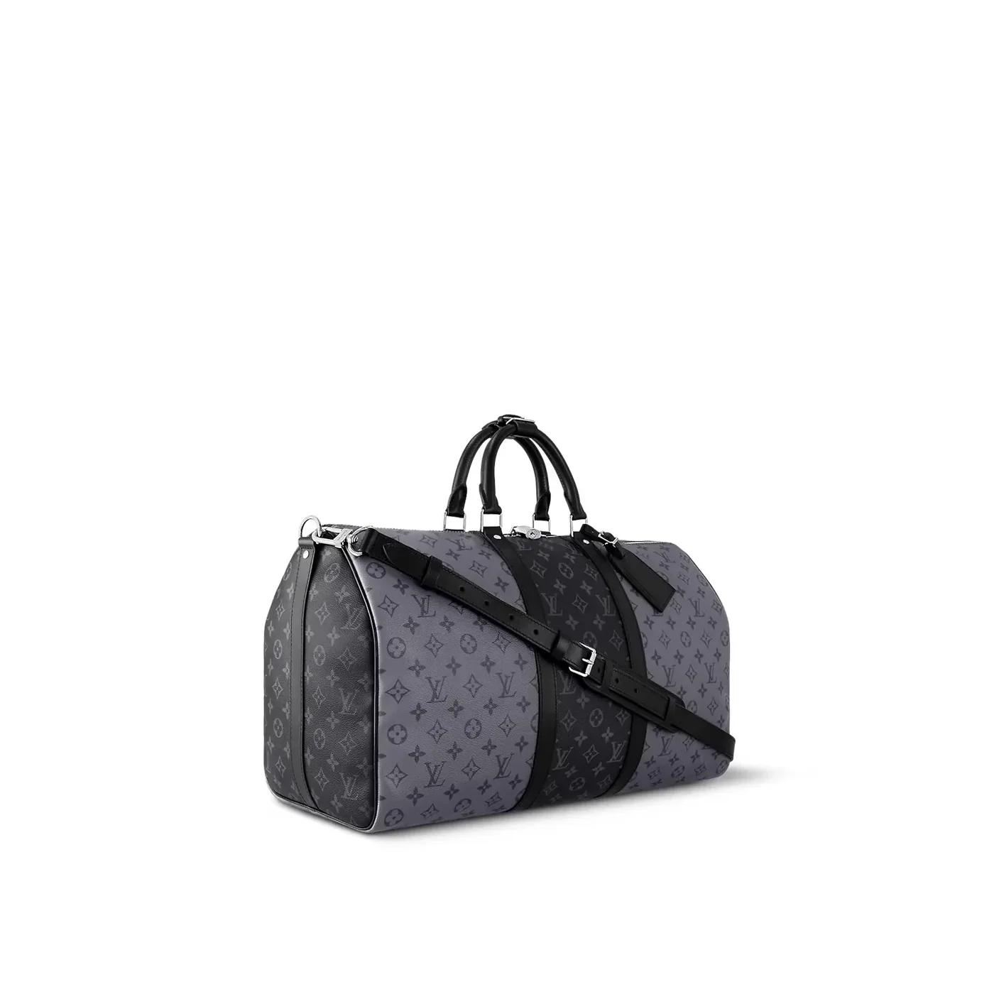 Louis Vuitton Keepall Bandouliere 50 Travel Bag in Grey Silver Hardware