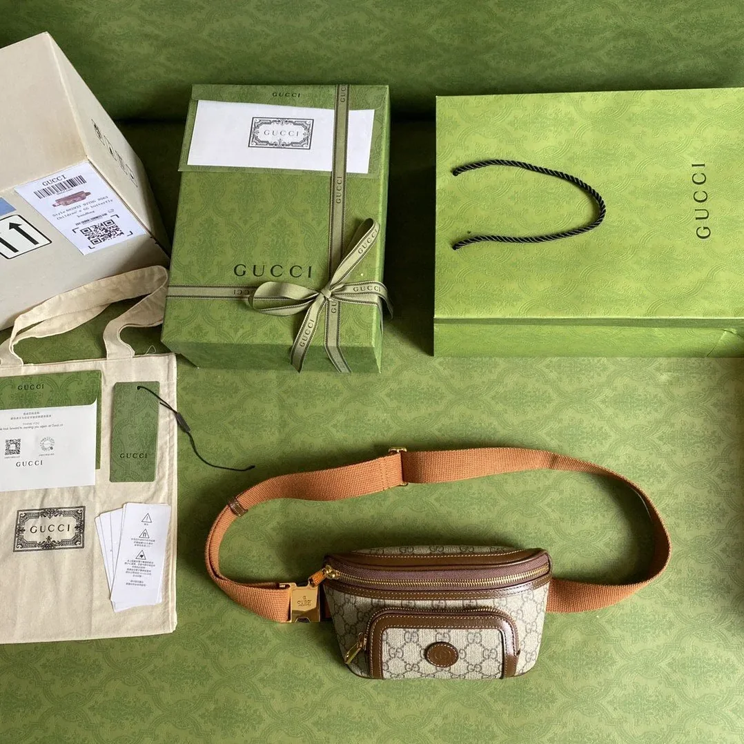 Gucci Belt Bag With Interlocking G Beige And Ebony GG Supreme Canvas /