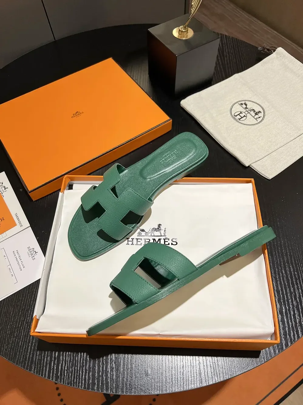 Hermes Oran Sandal-Green H202272Z for Women