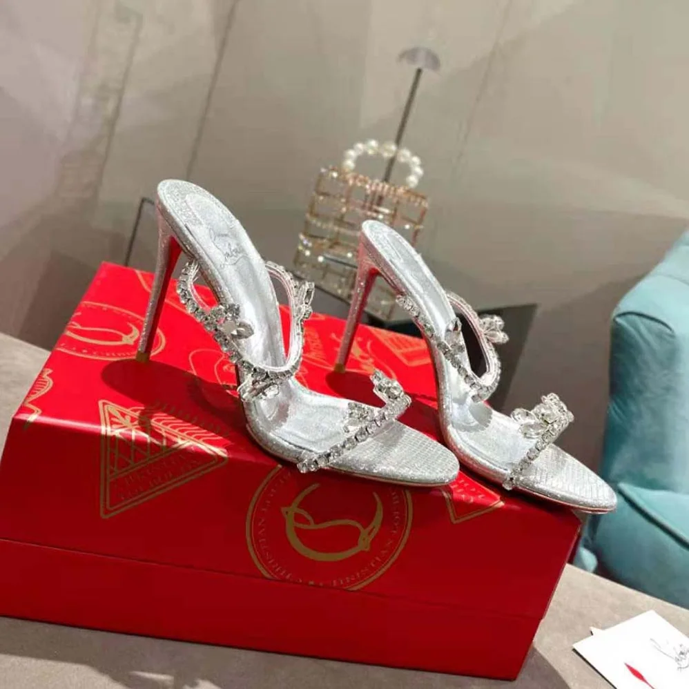 Christian Louboutin Just Queen 100 mm Heel Height for Women in Silver Christian Louboutin Just Queen 100 mm Heel Height for Women in Silver