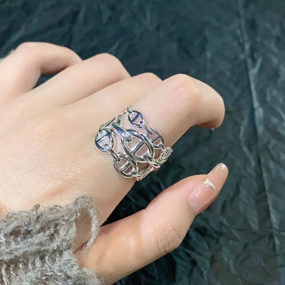 Hermes Chaine D Ancre Enchainee Ring Large Model for Women Hermes Chaine D Ancre Enchainee Ring Large Model for Women