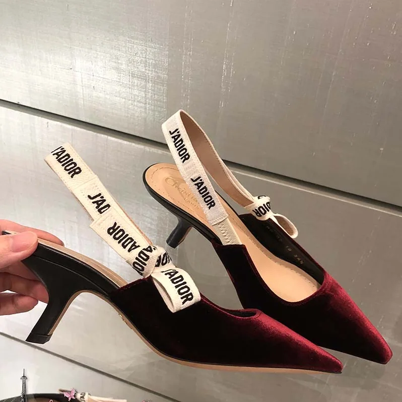 Dior Shoes J'Adior Velvet Slingback 65mm Heel Hight for Women in Maroon Dior Shoes J'Adior Velvet Slingback 65mm Heel Hight for Women in Maroon