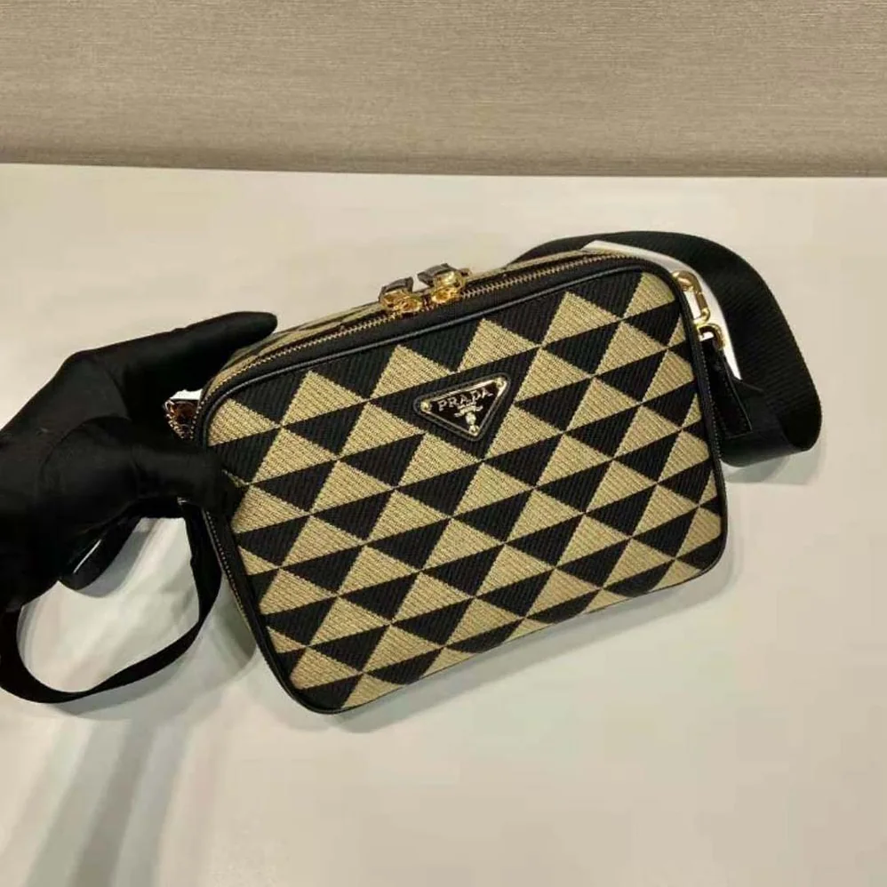 Prada Symbole Embroidered Fabric Bag for Women