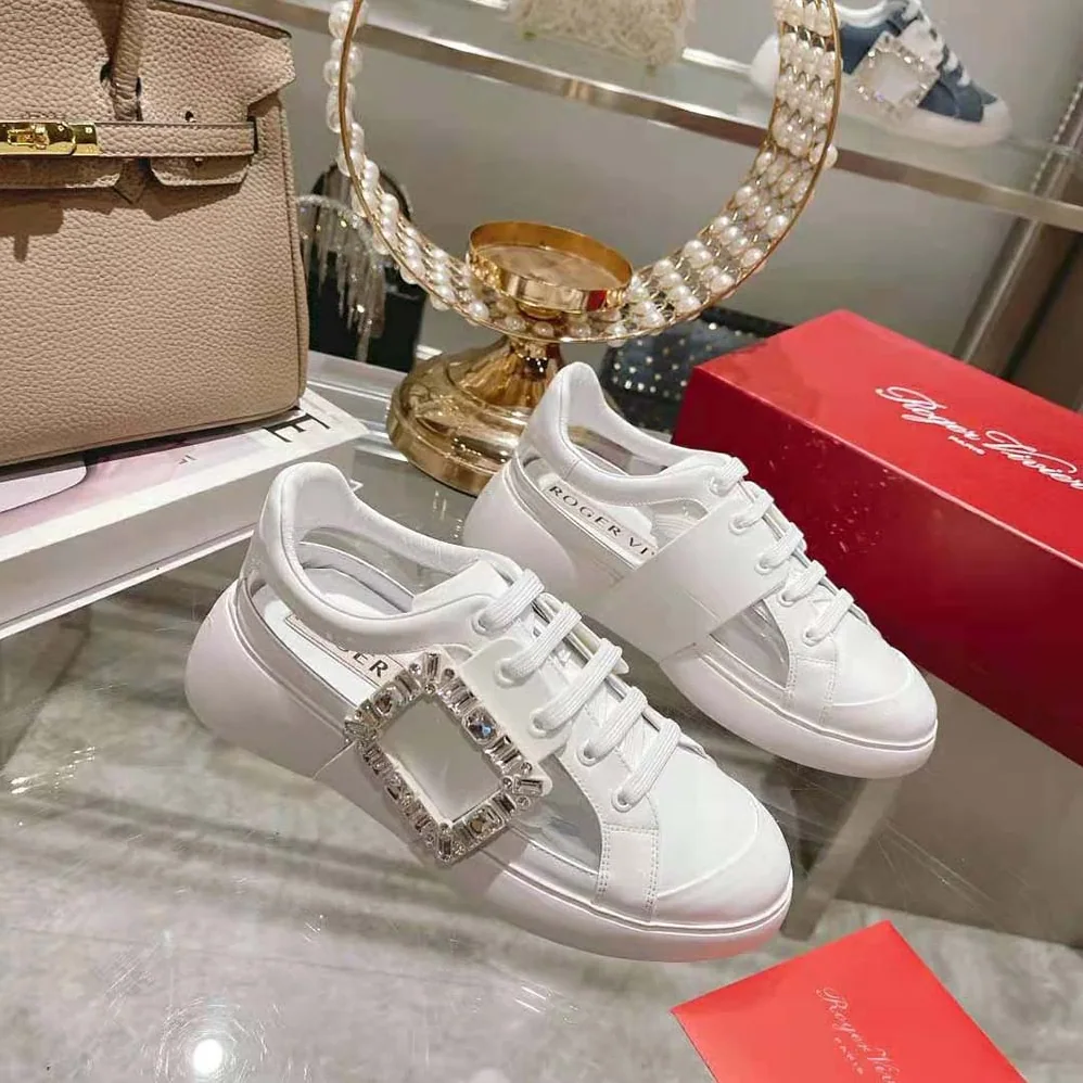 Roger Vivier Viv' Skate Strass Buckle Sneakers in PVC for Women in White