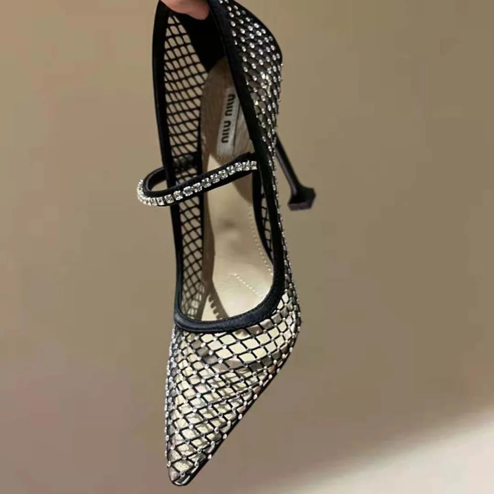 Miu Miu Vinyl and Mesh Pumps 105 mm mm Heel Height for Women in Black Miu Miu Vinyl and Mesh Pumps 105 mm mm Heel Height for Women in Black