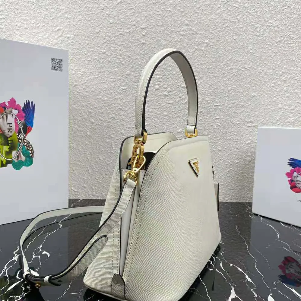 Prada Medium Saffiano Leather Prada Matinee Bag for Women in White Prada Medium Saffiano Leather Prada Matinee Bag for Women in White