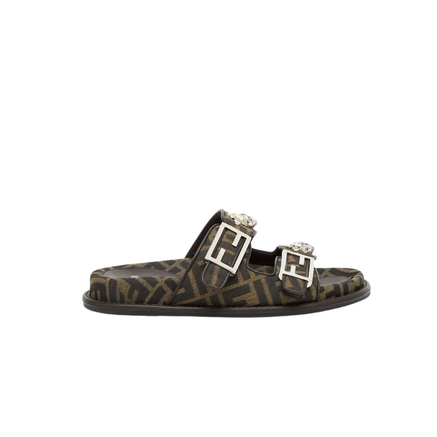 Fendi Feel Fabric Slides Brown 8X8326AQ65F1MYE