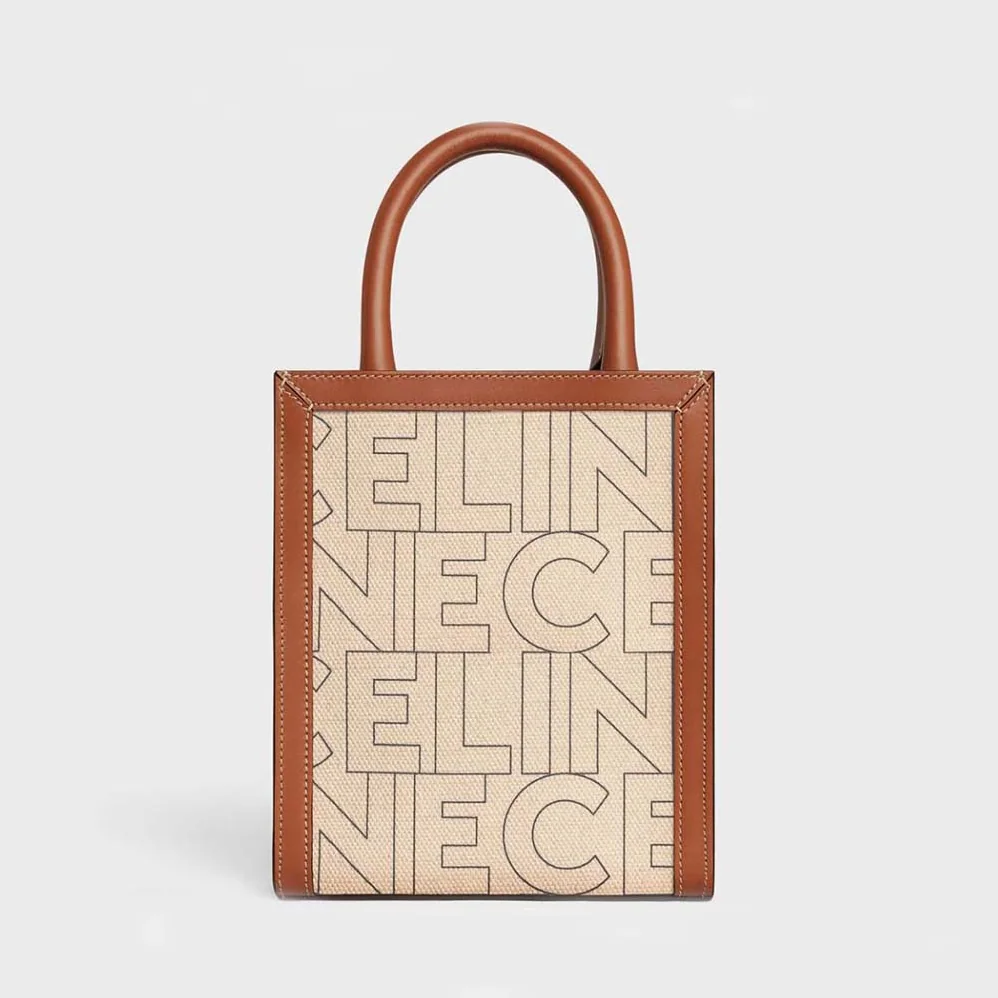 Celine Mini Vertical Cabas Celine in Textile with Celine All for Women in Over Print